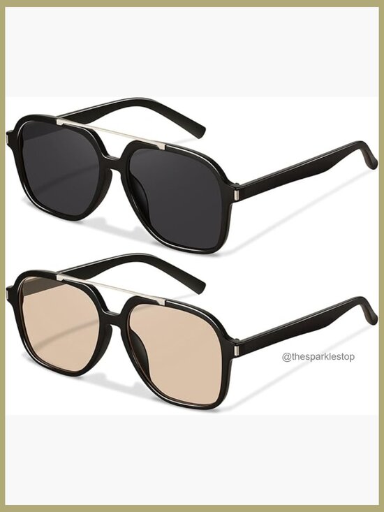Retro Aviator Sunglasses Lightweight Plastic Frame UV400 Protection main image 6